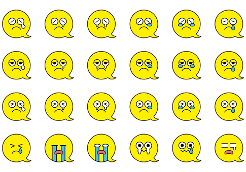 顔文字泣き顔セット 顔,泣き顔,顔文字,泣く,涙,涙目,目,号泣,うるうる,表情のイラスト素材