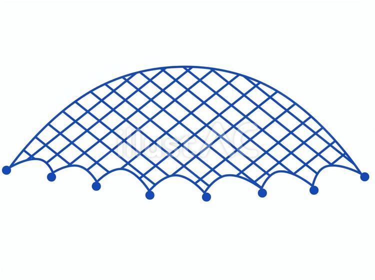 上から振ってくる網（罠、投網）（青） 網,投網,罠のイラスト素材