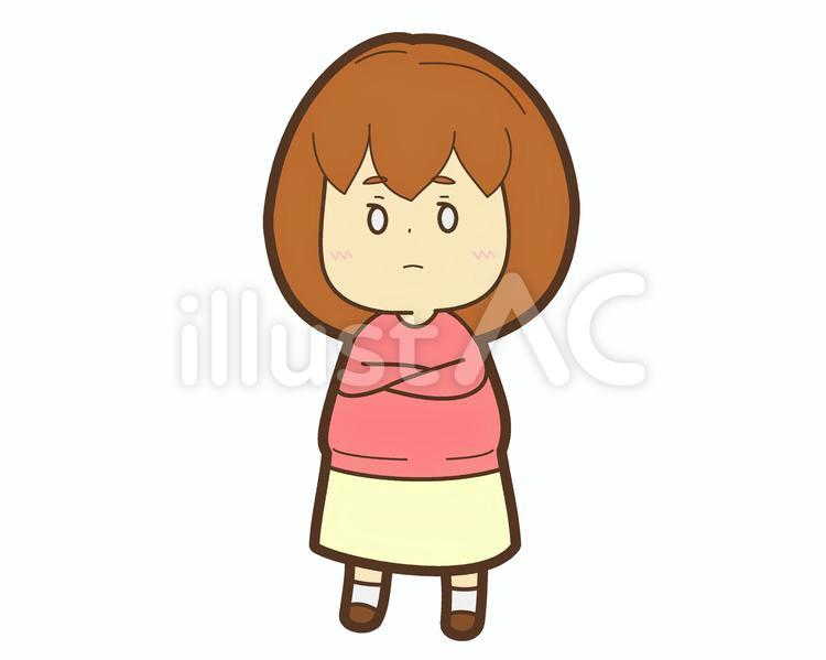 怪訝な表情の腕組む女子 腕組,怪訝,女子のイラスト素材