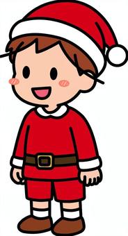 赤のサンタコスの男の子です。