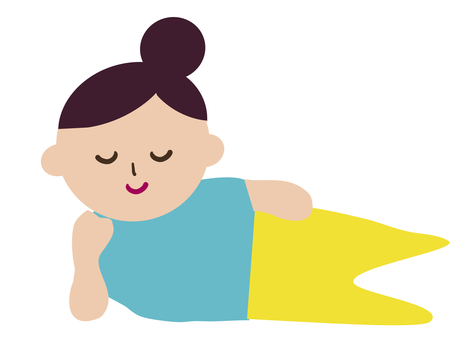 女の子がヨガのポーズをしているイラスト 人物,女性,人,キャラクター,女の子,イラスト,かわいい,ゆるい,ゆるキャラ風,シンプルのイラスト素材