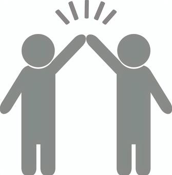 ハイタッチする人　シルエット ハイタッチ,人,タッチ,勝利,いいね,シルエット,コミュニケーション,友達,ピクトグラム,チームワークのイラスト素材