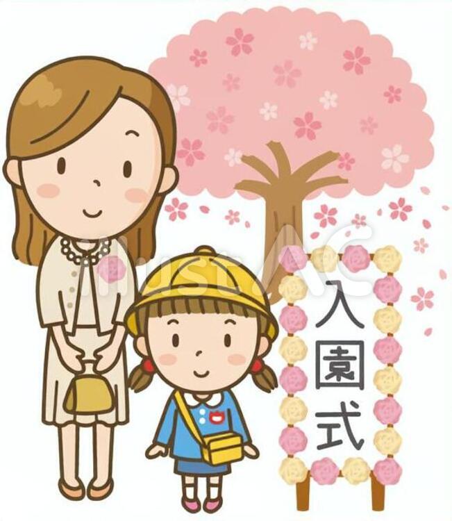 幼稚園児の入園式 幼稚園,入園式,幼稚園児のイラスト素材