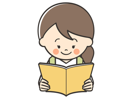 読書をするエプロンの女性 読書,本,読む,本読み,文庫,小説,物語,国語,本屋,図書のイラスト素材