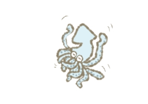 踊るイカ イカ,海洋生物,海,生きもの,軟体動物,アイコン,かわいい,海の生き物,ダンス,踊るのイラスト素材