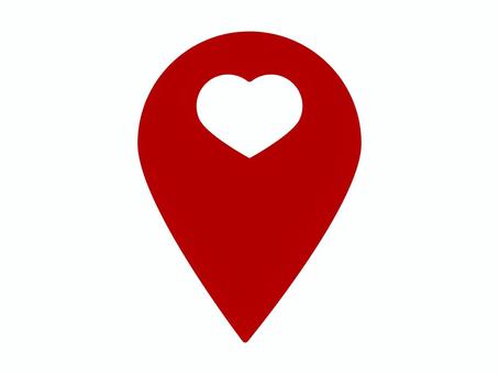 ハート入りマップピンアイコン マップ,ピン,位置,地図,アイコン,ハート,赤,白,ラブ,お気に入りのイラスト素材