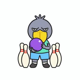 ボーリングでストライクを狙うハシビロコウ ボーリング,ボウリング,ハシビロコウ,ボーリング場,レジャー,遊び,親睦,親睦会,２次会,大会のイラスト素材