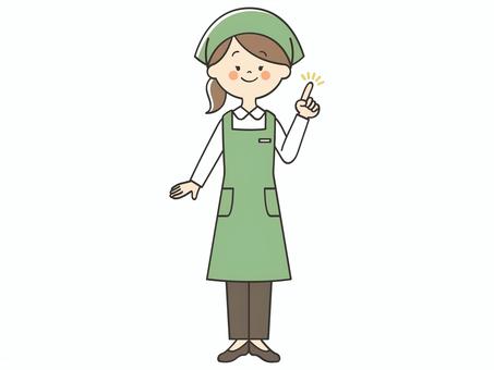 指差しする女性店員 指差しする女性店員 店員,ポイント,指差し,説明,教える,解説,注目,誘導,お知らせ,アドバイスのイラスト素材
