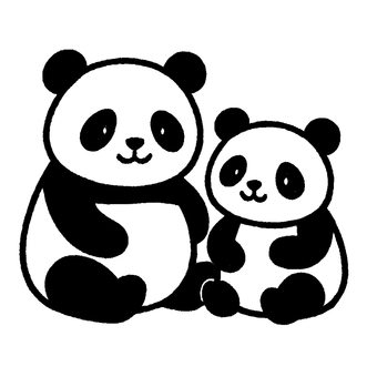 Illustration, panda, 2 animals, cute, 