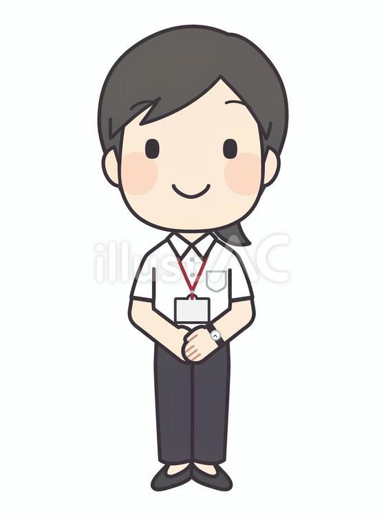 半袖の女性社員２ 女性,会社員,事務員のイラスト素材