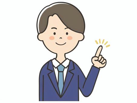 指差しするスーツの男性 指差しするスーツの男性 男性,スーツ,笑顔,ポイント,指差し,説明,教える,解説,アドバイス,重要のイラスト素材