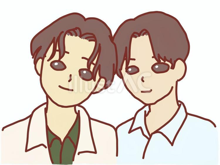メンズ2人組のイラスト(同類相求む 人物,男性,若者のイラスト素材