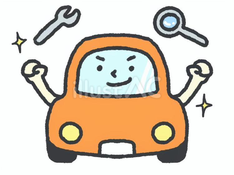 車検を受ける可愛い車 車,車検,可愛いのイラスト素材