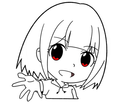 Girl holding out her hand (line drawing), JPG and PNG Girl holding out her hand (line drawing), to present, girl, female, JPG and PNG