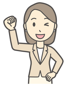  カジュアルスーツ女性-412-バスト ガッツポーズ,会社員,女性,スーツ,ビジネス,仕事,ol,人,大人,ビジネスウーマンのイラスト素材