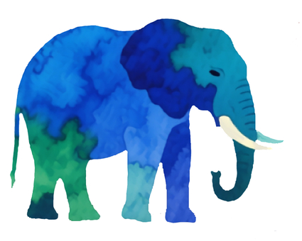 水彩画風象のシルエット 象,シルエット,水彩画,地球,青,緑,愛護,保護,動物,アフリカのイラスト素材