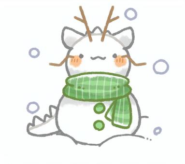 Illustration, snowman, dragon, snow, 