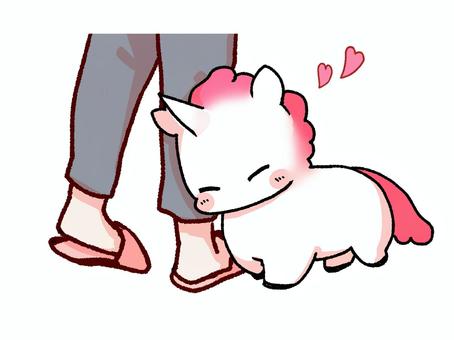 おねえさんになつくユニコーンの赤ちゃん ユニコーン,一角獣,聖獣,幻獣,赤ちゃん,赤ん坊,動物,モンスター,ファンタジー,キャラクターのイラスト素材