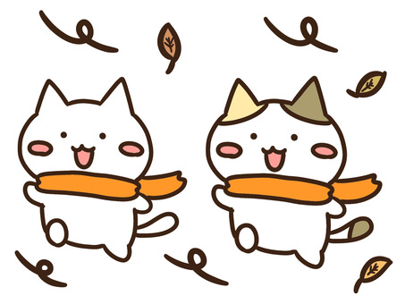 冬の木枯らしにも負けずに元気に走るねこ達 冬,木枯らし,走る,元気,遊ぶ,ねこ,かわいい,仲良し,兄弟,仲間のイラスト素材