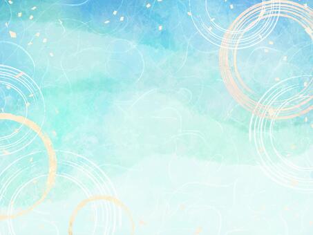 和紙テクスチャ（夏色・波紋と金装飾） 和風,和紙,紙のイラスト素材