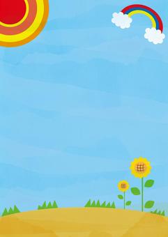 Sunflower background in summer sky_no text_vertical, JPG and AI Sunflower background in summer sky_no text_vertical, , JPG and AI