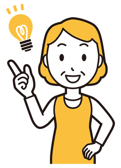  エプロンおばちゃん(黄)-208-バスト アイデア,おばちゃん,エプロン,お母さん,ママ,中年,おばさん,主婦,人物,かわいいのイラスト素材