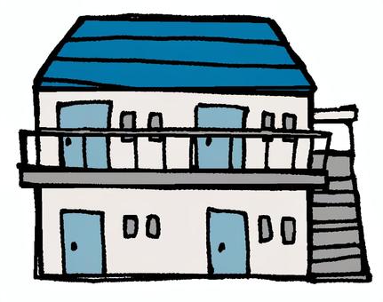 アパート（青） アパート,賃貸,建物,建築物,二階建て,不動産,物件,青,住まい,住宅のイラスト素材