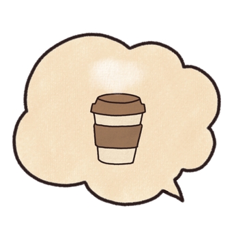 テイクアウトカップの吹き出しマーク テイクアウト,吹き出し,コーヒー,手描き,カフェのイラスト素材