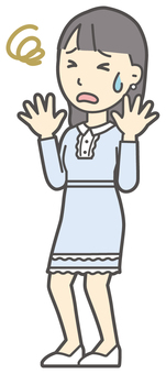  ワンピースお嬢様-518-全身 困る,お嬢様,女性,女の子,オシャレ,人物,かわいい,表情,感情,落ち込むのイラスト素材