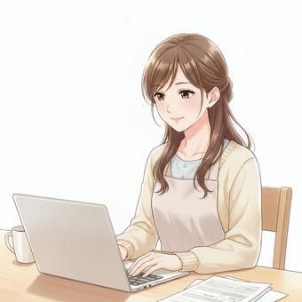 ノートPCで作業する女性