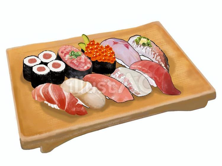 握り寿司盛り合わせ（寿司下駄8） 寿司,盛り合わせ,寿司ゲタのイラスト素材