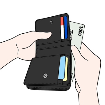 財布からお金を出す 財布,お金,現金,支払い,会計,金銭,出品,家計,ショッピング,消費のイラスト素材