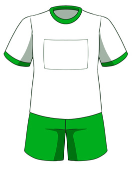 緑の体操服のイラスト 服,体操服,衣類,緑,半袖,半ズボン,体育,学校,運動,イラストのイラスト素材
