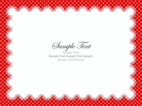 レースのフレーム、背景03 レース,フレーム,背景,レースペーパー,枠,飾り枠,レース柄,赤,白,ドットのイラスト素材