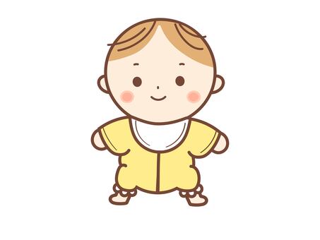 黄色いお洋服の赤ちゃんイラスト 黄色,赤ちゃん,ベビー,新生児,赤ん坊,可愛い,線画,シンプル,ベクター,生活のイラスト素材