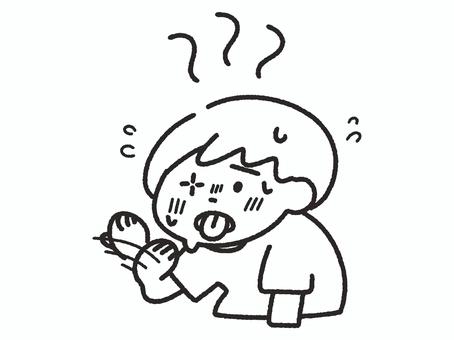 暑さで火照る人＿線画 火照る,暑い,汗,疲労,のぼせる,あおぐ,ぐったり,ほてり,病気,汗だくのイラスト素材