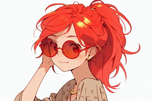 Illustration, red hair, female, sunglasses, 