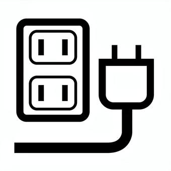 コンセント_1c コンセント,プラグ,差込口,ソケット,アイコン,イラスト,モノクロのイラスト素材