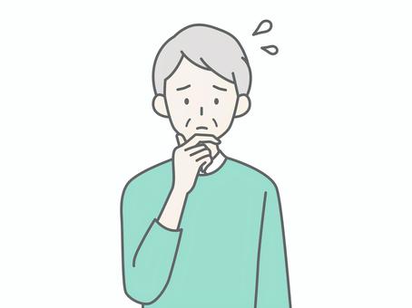 困るシニア男性 人物,男,祖父,おじいちゃん,老人,高齢者,お年寄り,シニア,白髪,困るのイラスト素材