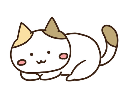 丸まって寝るかわいいまったり三毛猫 丸くなる,寝る,まったり,ねこ,かわいい,手書き,ゆるい,シンプル,デフォルメ,単体のイラスト素材
