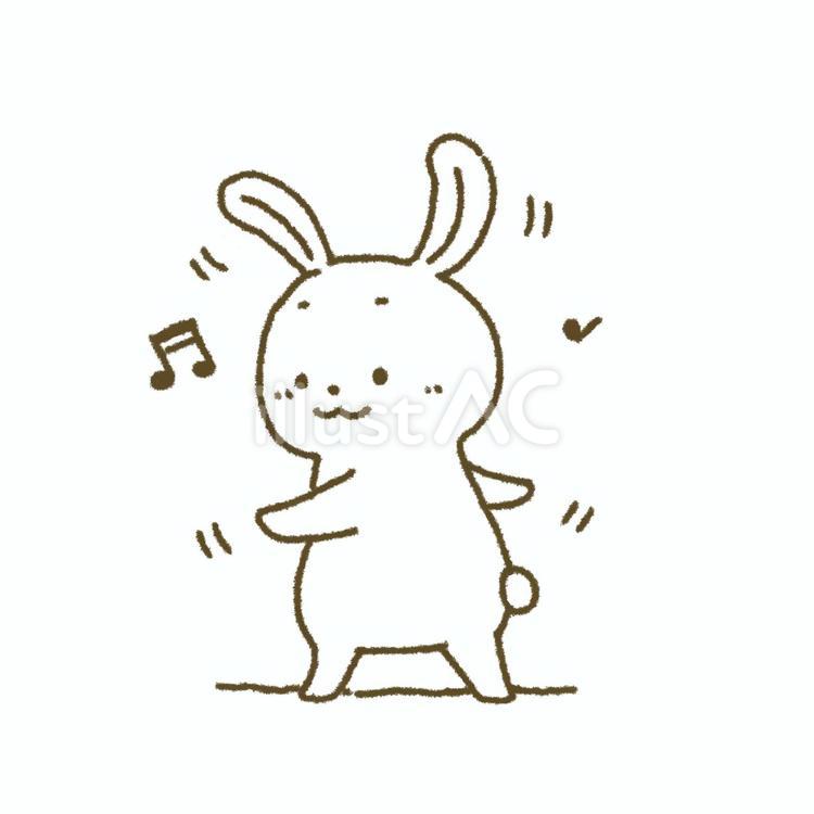 踊るうさぎ(線画) うさぎ,踊り,ダンスのイラスト素材