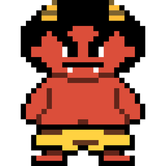 赤鬼 ドット絵風,鬼,赤鬼,節分,和風,レッドオーガ,日本の行事,妖怪,伝説,伝承のイラスト素材