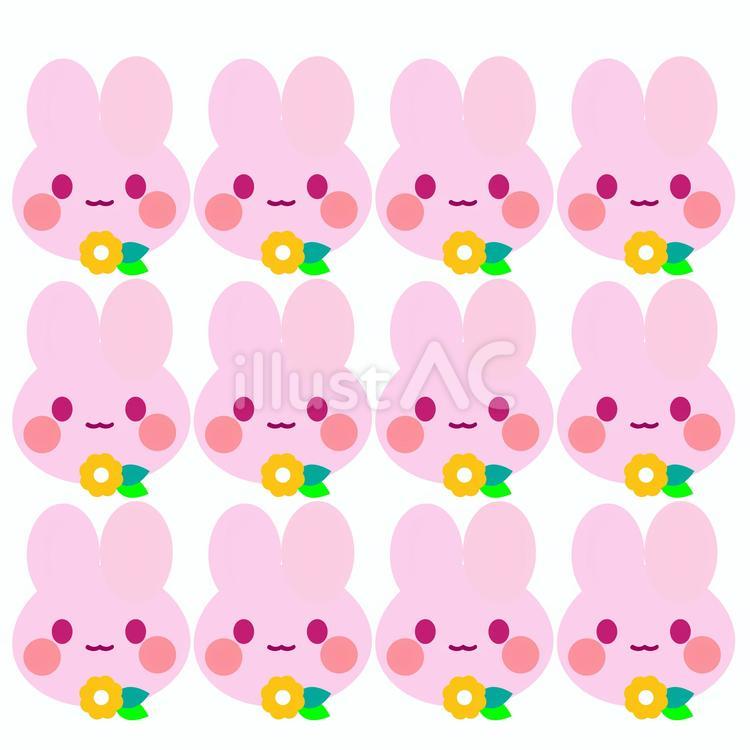 シンプルなうさぎさん うさぎ,ピンク,お花のイラスト素材