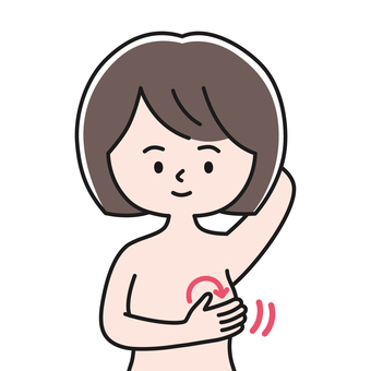 自己検診2 上半身 裸_影 OKW 女性,レディ,はだか,乳房,乳腺,乳管,乳癌,乳がん検診,ピンクリボン,セルフチェックのイラスト素材