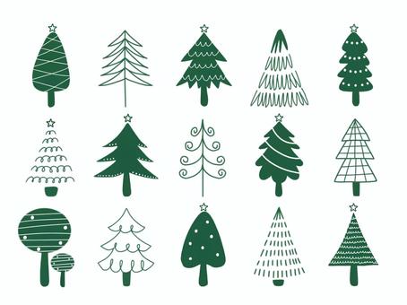 北欧テイストの木セット 北欧テイストの木セット 冬,雪,雪景色,ツリー,森,木,植物,自然,北欧,シンプルのイラスト素材