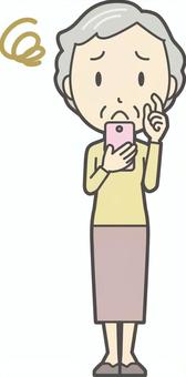 Elderly Women Long Sleeves-049-Full Body, JPG, PNG and AI Elderly Women Long Sleeves-049-Full Body, smartphone, be worried, grandmother, JPG, PNG and AI