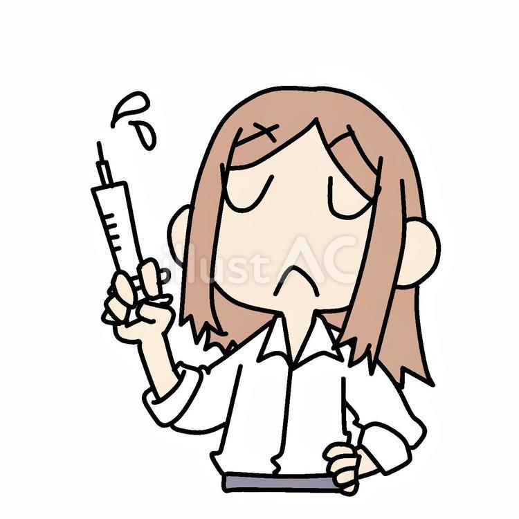 注射器片手の女性 女性,注射器,片手のイラスト素材