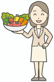  カジュアルスーツ女性-089-全身 野菜,会社員,女性,スーツ,ビジネス,仕事,ol,人,大人,ビジネスウーマンのイラスト素材
