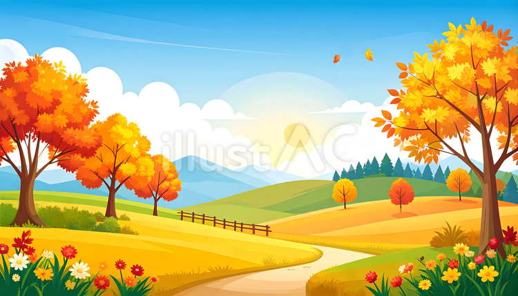 秋の風景 秋,風景,背景のイラスト素材