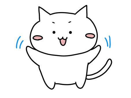 バイバイと手を振るかわいい白ねこ ねこ,バイバイ,手を振る,またね,さようなら,やっほー,挨拶,ポーズ,お別れ,歓迎のイラスト素材
